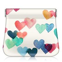 Bolsa de moedas Fintie Squeeze PU Leather Raining Hearts