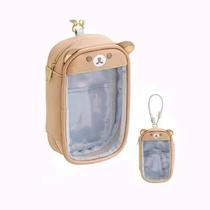 Bolsa De Moedas Infantil Rilakkuma Korilakkuma PU Porta-chaves Porta-cartões Carteira Pequena Para