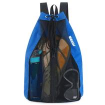Bolsa de natação, mochila de malha WANDF com cordão para natação, azul marinho