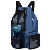 Bolsa de natação WANDF Mesh Drawstring Mochila impermeável azul escuro