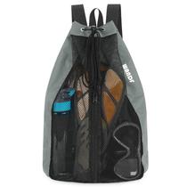 Bolsa de natação WANDF Mesh Drawstring Mochila para natação cinza