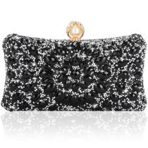 Bolsa de noite Beaguful Sparkly Rhinestone Clutch preta feminina