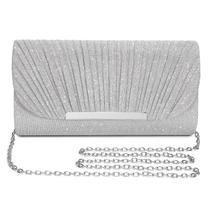 Bolsa de noite, bolsa clutch UBAYMAX para mulheres, cetim prateado