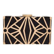 Bolsa de noite CARIEDO Clutch Purse Velvet Metal Hollow Black Bolsa de noite CARIEDO Clutch Purse Velvet Metal Hollow Black