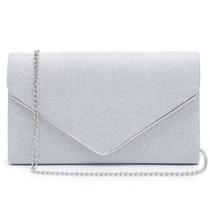 Bolsa de noite Clutch Dasein Glistening, festa de casamento, prata