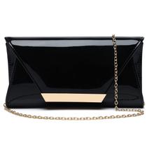 Bolsa de noite Clutch DETARA, envelope de couro envernizado, preta