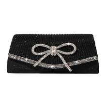 Bolsa de noite Clutch Trisapu Bow Sparkly Rhinestone Black Bolsa de noite Clutch Trisapu Bow Sparkly Rhinestone Black