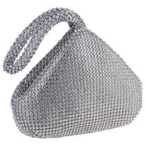 Bolsa de noite CROWN GUIDE Vintage Clutch Bling Beaded Silver Bolsa de noite CROWN GUIDE Vintage Clutch Bling Beaded Silver