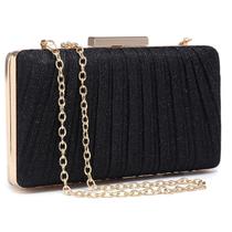 Bolsa de noite Dasein, bolsa de mão feminina plissada em poliéster preto Bolsa de noite Dasein, bolsa de mão feminina plissada em poliéster preto