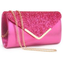 Bolsa de noite Dasein, bolsa de mão formal feminina com alça fúcsia Bolsa de noite Dasein, bolsa de mão formal feminina com alça fúcsia