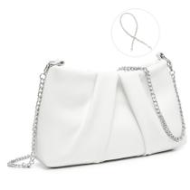 Bolsa de noite Dasein Elegant plissada em material vegano macio branco