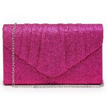 Bolsa de noite Dasein Glistening Pleated Clutch Bolsa Fuchsia