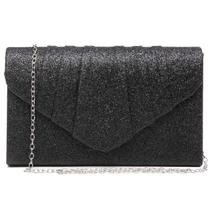 Bolsa de noite Dasein Glistening Pleated Clutch, bolsa preta