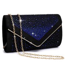 Bolsa de noite Dasein Rhinestone Faux Suede Clutch azul feminina