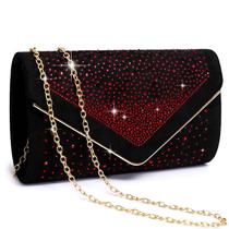 Bolsa de noite Dasein Rhinestone Faux Suede Clutch para mulheres vermelha