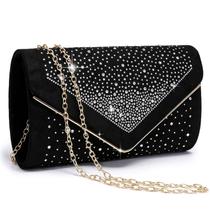 Bolsa de noite Dasein Rhinestone Faux Suede Clutch para mulheres