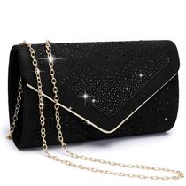 Bolsa de noite Dasein Rhinestone Faux Suede Clutch para mulheres