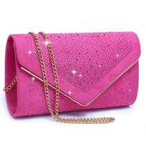 Bolsa de noite Dasein Rhinestone Faux Suede Clutch para mulheres