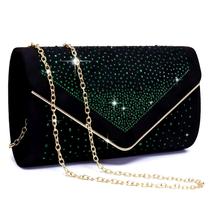 Bolsa de noite Dasein Rhinestone Faux Suede Clutch verde feminina