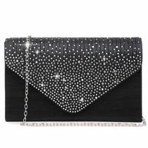 Bolsa de noite Dasein Satin Rhinestone Clutch Bolsa para mulheres