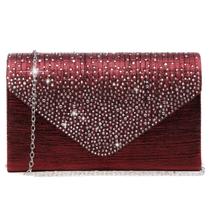 Bolsa de noite Dasein Satin Rhinestone Clutch Purse Burgundy