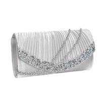 Bolsa De Noite De Cetim Com Glitter Para Mulheres, Bolsa De Ombro Com Corrente De Strass, Luxuosa