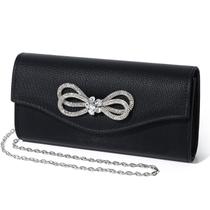 Bolsa de noite DETARA Shiny Crystal Bow Clutch Purse preta Bolsa de noite DETARA Shiny Crystal Bow Clutch Purse preta