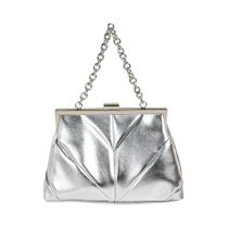 Bolsa De Noite Em Couro PU Metálico Com Fecho Kiss-Lock, Clutch Transversal Com Suporte De Corrente Bolsa De Noite Em Couro PU Metálico Com Fecho Kiss-Lock, Clutch Transversal Com Suporte De Corrente