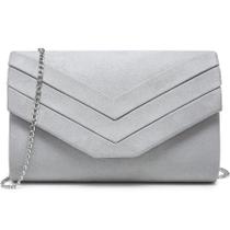 Bolsa de noite feminina Dasein Formal Party Clutch Wedding Grey Bolsa de noite feminina Dasein Formal Party Clutch Wedding Grey