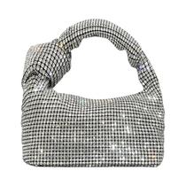 Bolsa de Noite Feminina de Luxo com Alça de Cristal - Design Prateado Bolsa de Noite Feminina de Luxo com Alça de Cristal - Design Prateado