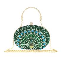 Bolsa de noite MAIRLOM Sparkly Rhinestone Clutch Green Peacock