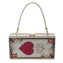 Bolsa de noite pearl&she Crystal Rhinestone Queen of Hearts Bolsa de noite pearl&she Crystal Rhinestone Queen of Hearts