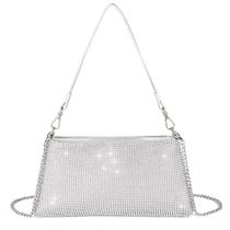 Bolsa de noite Valleycomfy Bling Rhinestone Silver para mulher