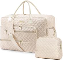Bolsa de noite Weekender LUOCIP feminina grande bege