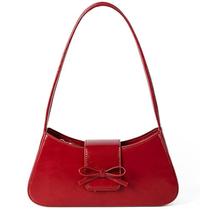 Bolsa de ombro Amszke Y2K Trendy Bow Red Leather para mulheres