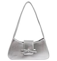 Bolsa de ombro Amszke Y2K Trendy Vegan Leather Silver Bolsa de ombro Amszke Y2K Trendy Vegan Leather Silver