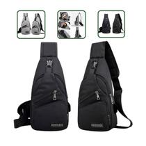 Bolsa de ombro anti furto unissex com entrada usb compacta versátil bag mochila alça acolchoada