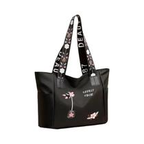 Bolsa De Ombro Casual Feminina Grande Capacidade Impermeável De Nylon Com Bordado 2024