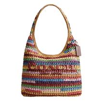 Bolsa de Ombro Coach Brooklyn em Ráfia Multicolorida 38 cm