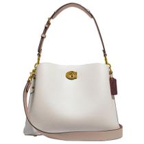 Bolsa de ombro Coach Leather Willow Chalk para mulheres