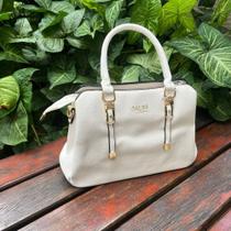Bolsa de Ombro com alca Removivel Branco com Detalhe Dourado