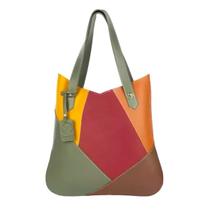 Bolsa De Ombro Couro Maria Colorida