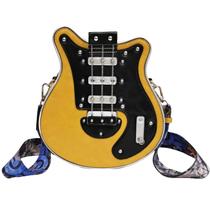 Bolsa de ombro crossbody em couro PU em forma de guitarra, tema musical