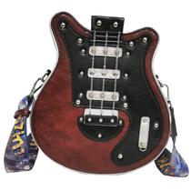 Bolsa de ombro crossbody em couro PU em forma de guitarra, tema musical