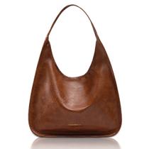Bolsa de ombro de couro PU Hobo Purse NEWBELLA marrom