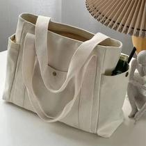 Bolsa de Ombro de Lona Grande para Mulheres - Com Vários Bolsos com Zíper
