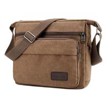 Bolsa de Ombro de Lona Masculina - Marrom - Estilo Moderno