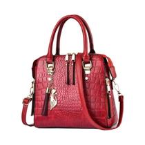 Bolsa De Ombro De Luxo Para Mulheres Em Couro PU Com Padrão De Crocodilo E Franjas