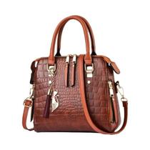 Bolsa De Ombro De Luxo Para Mulheres Em Couro PU Com Padrão De Crocodilo E Franjas Bolsa De Ombro De Luxo Para Mulheres Em Couro PU Com Padrão De Crocodilo E Franjas