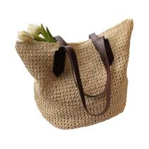 Bolsa de Ombro de Palha Boêmia Grande para Verão - Praia e Casual Bolsa de Ombro de Palha Boêmia Grande para Verão - Praia e Casual